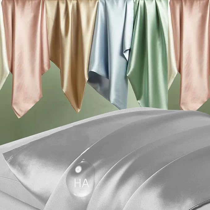 Silk Pillowcase 2 Pack, Natural Mulberry Silk Pillow Case, Anti Acne Silk - Image 2