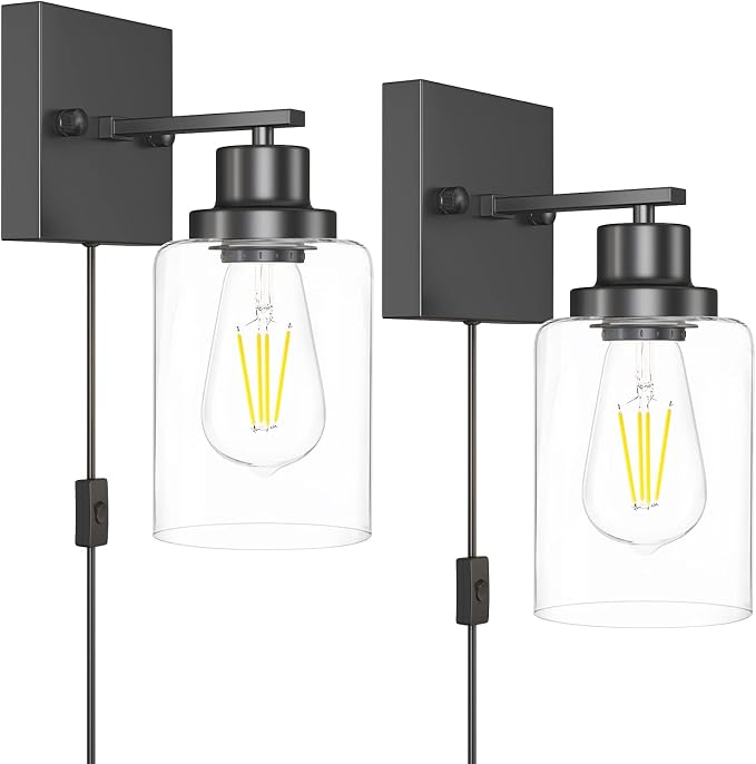 Plug in Wall Sconces, 2 Pack Wall Lamp, Rustic Plug in Wall Light Sconces - Image 7