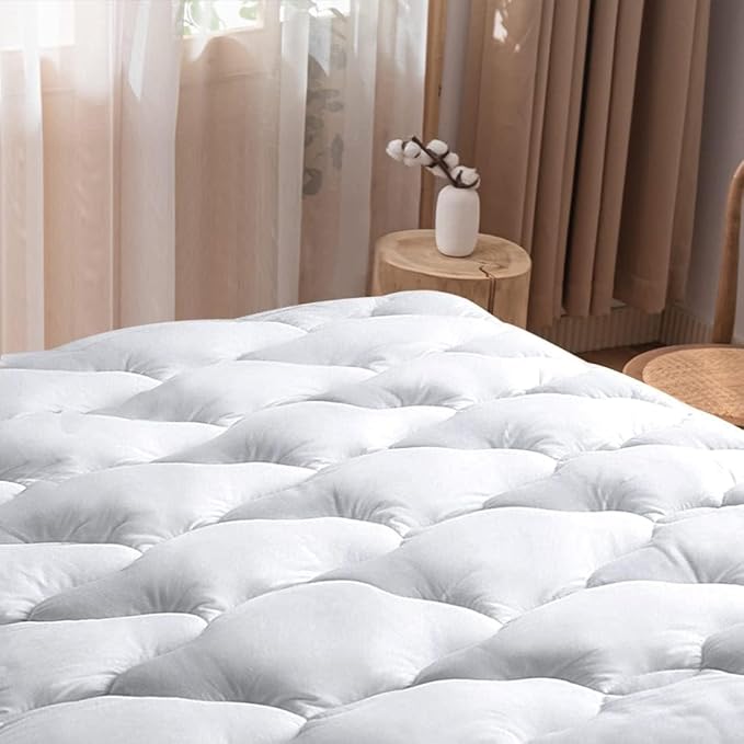WhatsBedding Waterproof Mattress Pad Full Size Cotton Top Down Alternative by WhatsBedding
