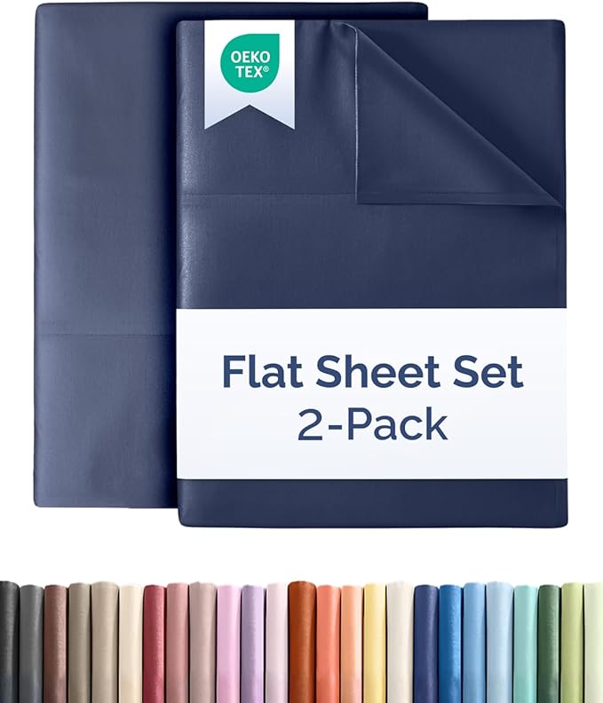 Twin XL Size Flat Sheet -Pack of 2 Top Flat Bed Sheet Only -Ultra-Soft - Image 10
