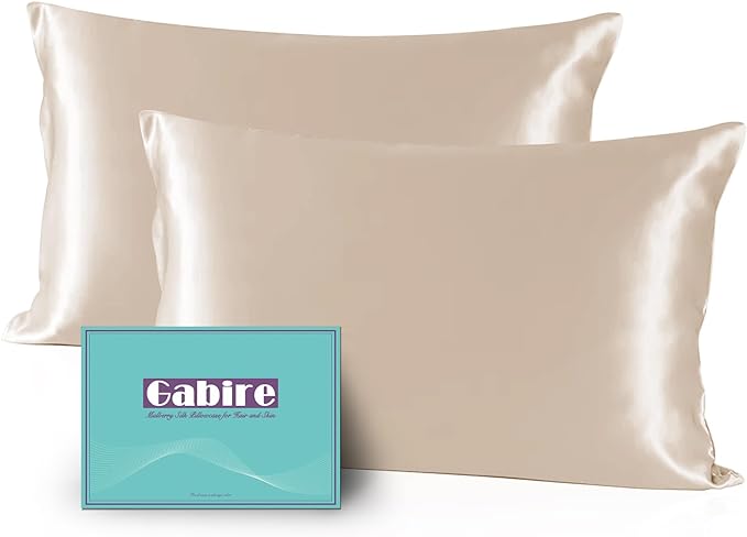 Gabire Mulberry Silk Pillow Cases Set of 2, Both Sides Real Silk Pillow Cover by MulberrySilkPillowcases