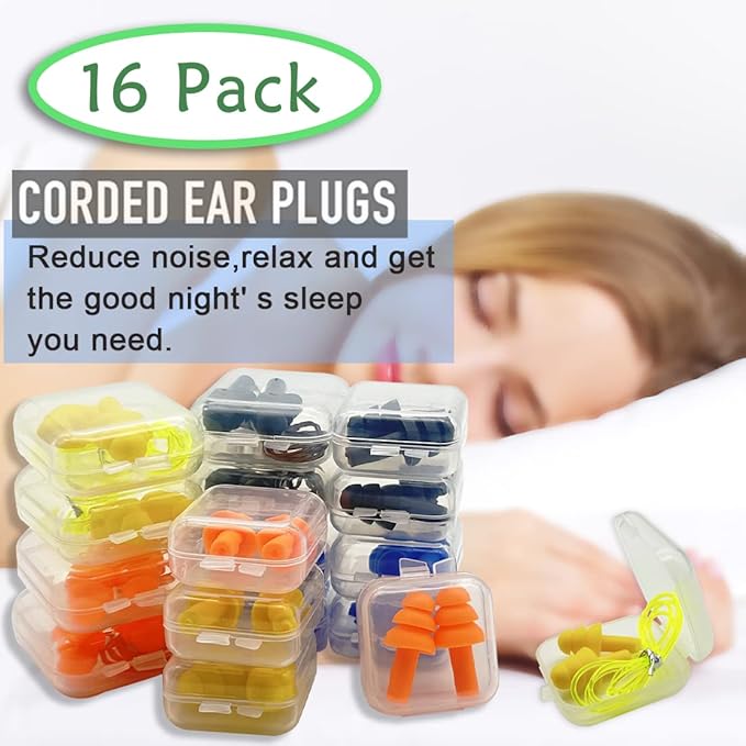 Ear Plugs for Sleeping, 16 Pairs Noise Canceling Soft Reusable Silicone - Image 2