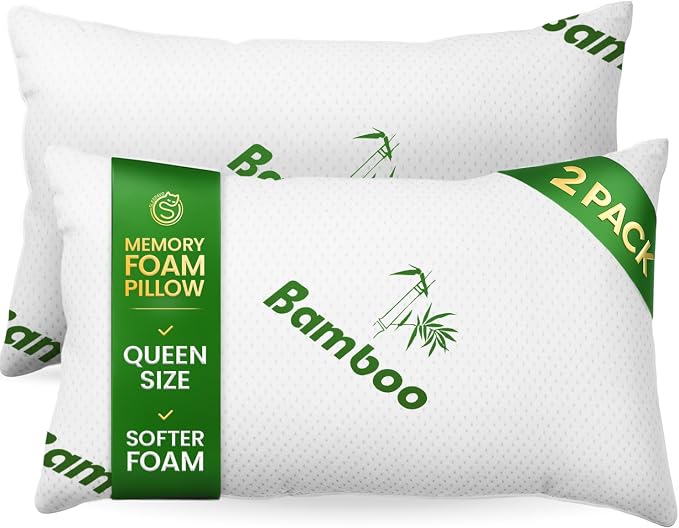 Memory Foam Pillows Queen Size Set of 2 by Sleepavo