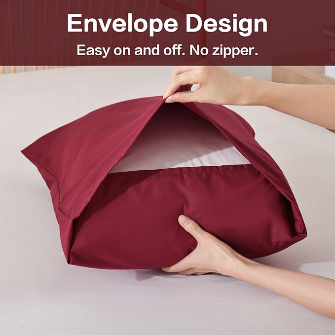 ROSGONIA King Size Comforter Set Dark Red - Image 6