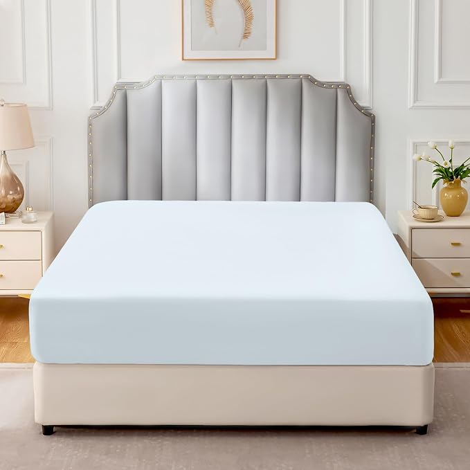 FreshCulture Pure Cotton Fitted Sheets Full Size, 300 Thread Count Percale - Image 2