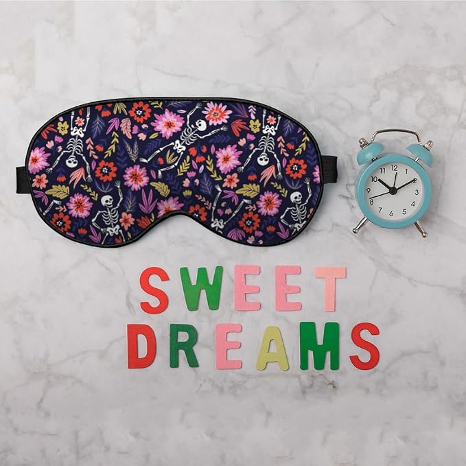 Dancing Skeletons Eye Mask Sleeping Mask Garden Flower Leaves Dead Halloween - Image 6