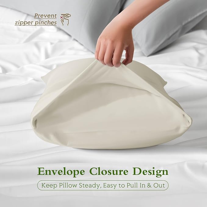 Cooling Pillowcases King Size Set of 2, Viscose Derived from Bamboo - Image 6
