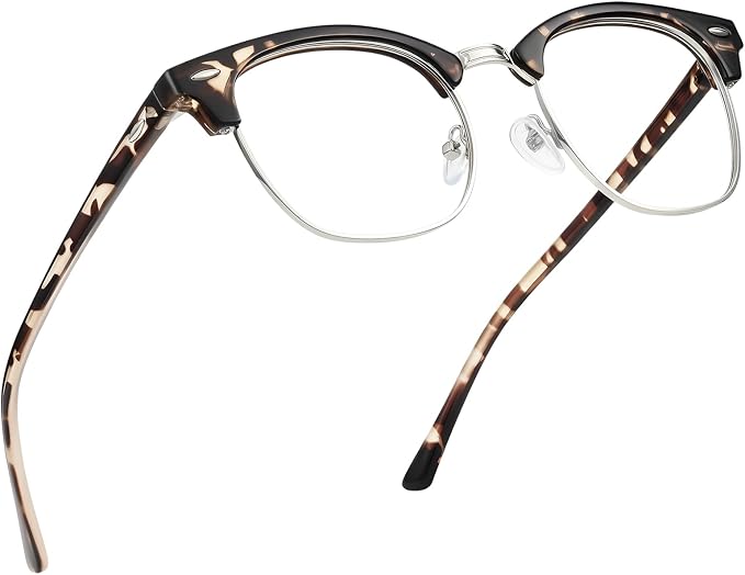Blue Light Blocking Glasses Vintage Half Frame UV Clear Lens Anti Eyestrain by AOMASTE