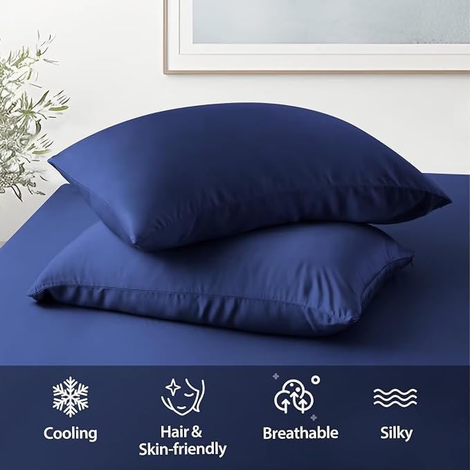 4 Pack Cooling Pillow Cases, Viscose Derived from Bamboo Pillow Protectors King - Image 5