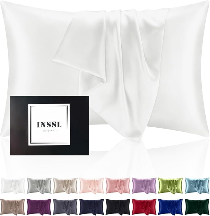 INSSL Silk Pillowcase for Women, Mulberry Silk Pillowcase for Hair and Skin and by INSSL