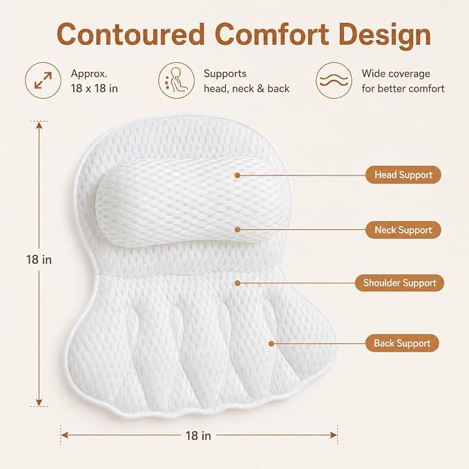 4D Air Mesh Bath Pillow for Tub, Soft Bathtub Cushion - Image 6