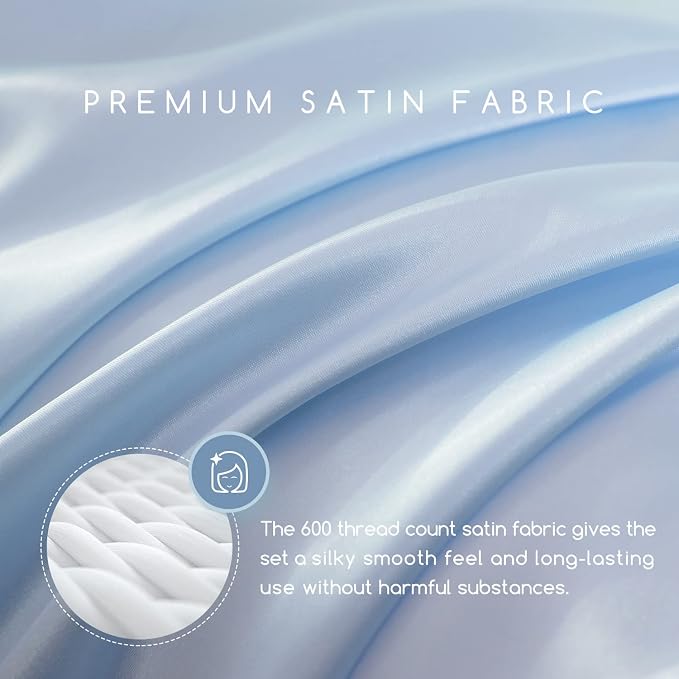 MR&HM Satin Bed Sheets, Full Size Sheets Set - Image 2