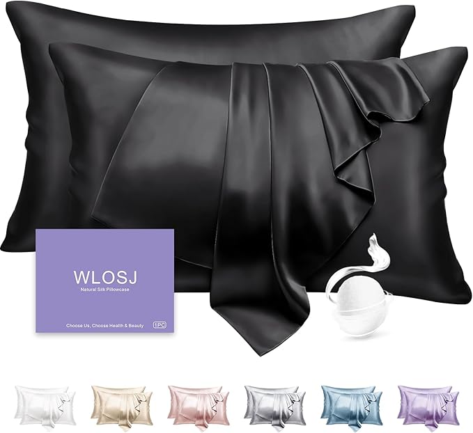 100% Silk Pillow Cases 2 Pack Queen Size Mulberry Silk Pillowcase Set of 2 by WLOSJ