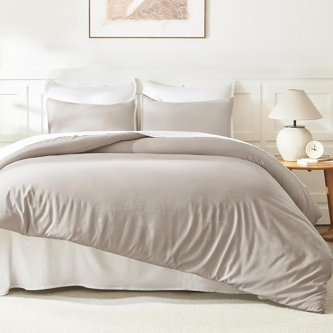 Litanika Linen Grey Comforter Set King Size, 3 Pieces Lightweight Solid Bedding - Image 6