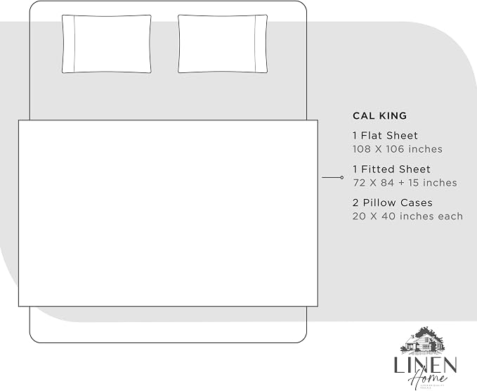 Linen Home 100% Cotton Percale Sheets California King Size, Dove Grey, Deep - Image 6
