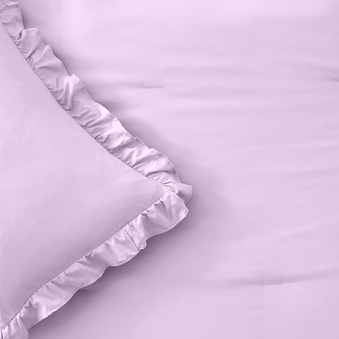 FUANNA Queen Comforter Set Lavender, 3 Pieces Ruffle Queen Bed Set, Fluffy Bed - Image 8