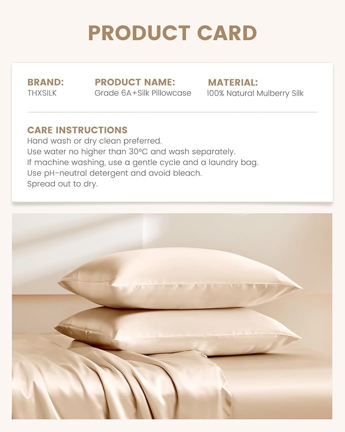 THXSILK Set of 2 100% Mulberry Silk Pillowcase - Image 8