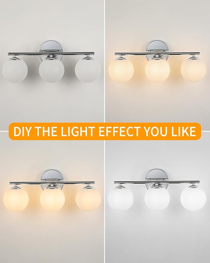 Globe Bathroom Light Fixtures Chrome Vanity Light - Image 6