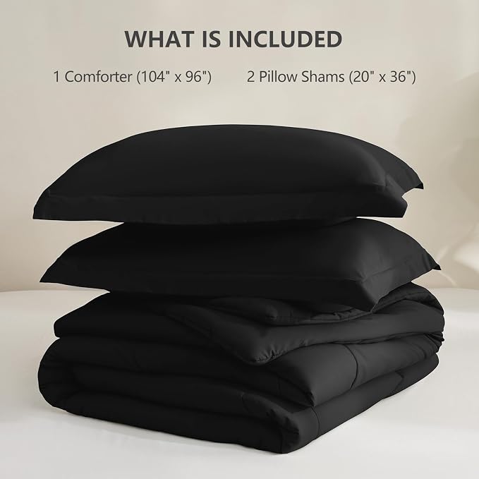 CozyLux California King Comforter Set Black - Image 6