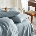Wake In Cloud - Cotton Duvet Cover Set, King Size, Light Denim Blue, 100% by WakeInCloud