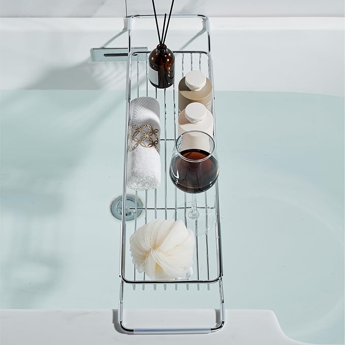 Stainless Steel Bathtub Caddy Tray, Expandable Bath Tub Tray Table, Adjustable - Image 5