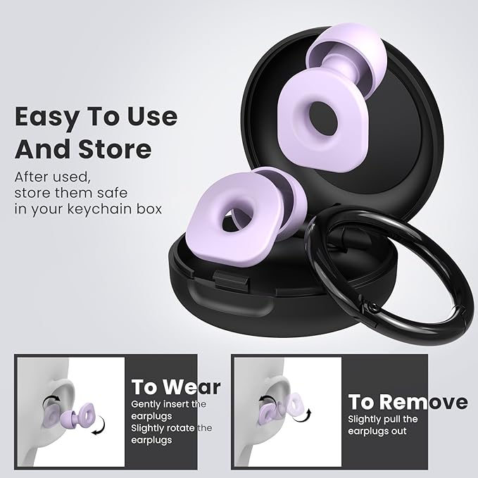 2 Pairs of Earplugs for Sleeping, Reusable Hearing Protection Ear Plugs - Image 3