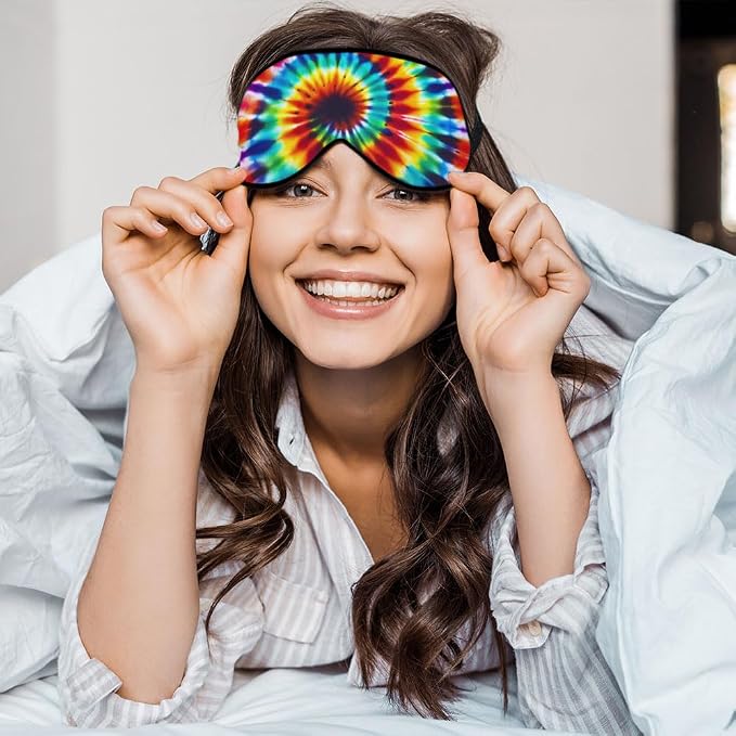 Rainbow Color Eye Mask Sleeping Mask Tie Dye Swirl Sleep Masks Silky Soft Eye - Image 5