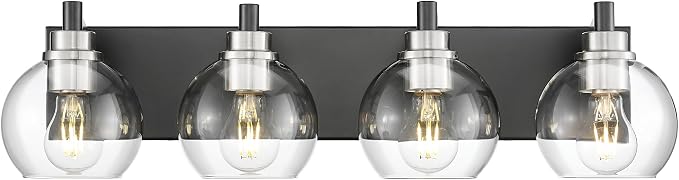 Bathroom Light Fixtures, 4-Light Black and Brushed Nickel Bathroom Vanity Light by Metwet
