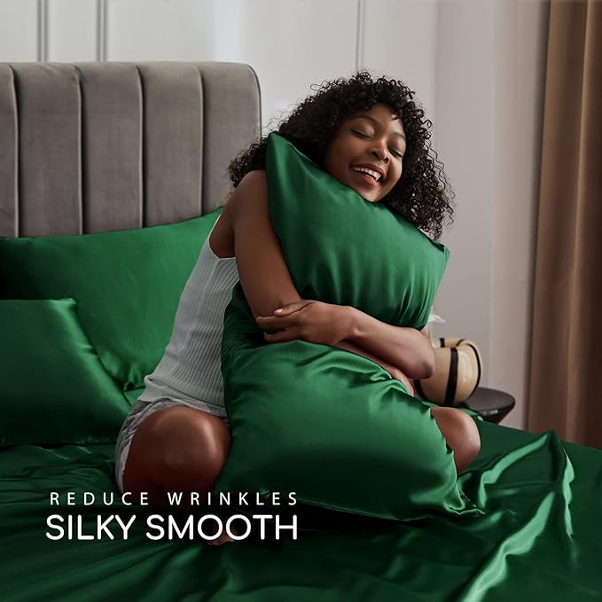 MR&HM Satin Bed Sheets, Twin XL Size Sheets Set - Image 3