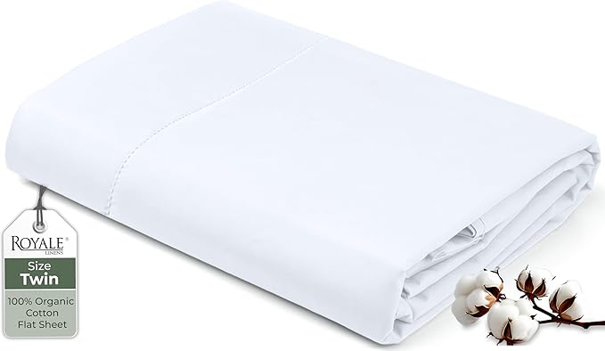 Royale Linens 100% Organic Cotton Twin Flat Sheet Only by ROYALELINENS