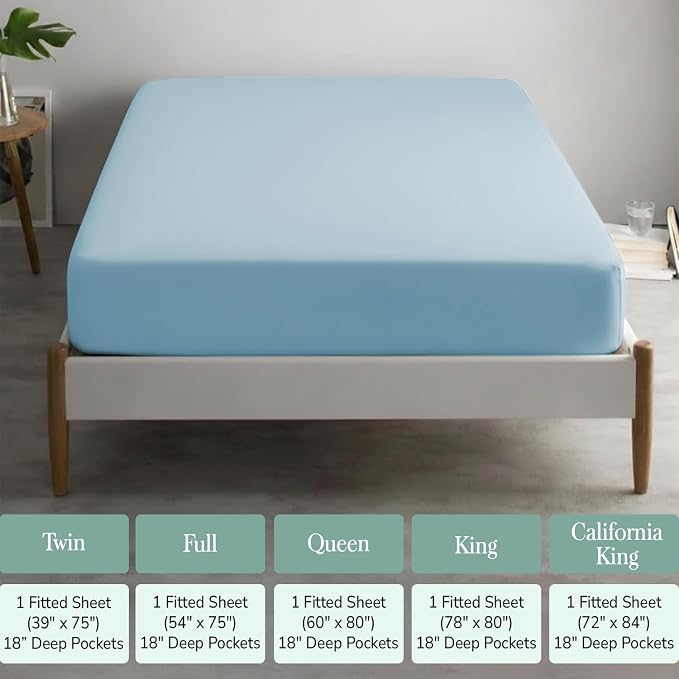 Feather & Stitch 1 Piece Fitted Sheet Twin Size, 100% Cotton Damask Sateen Weave - Image 6