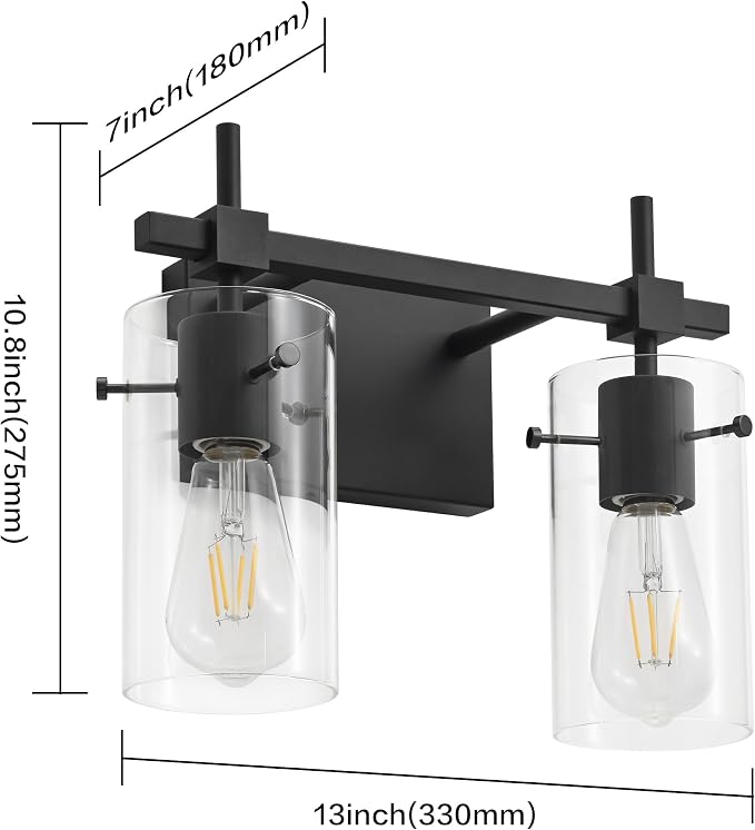 SOLFART Vintage 2 Lights Bathroom Light Fixtures Wall Sconces Black Vanity - Image 3
