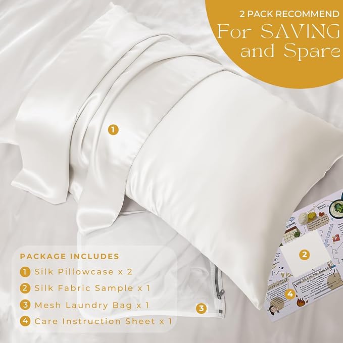 PROMEED 100% Mulberry Silk Pillowcases 2 Pack King Size, 23 Momme 6A+ Grade - Image 6