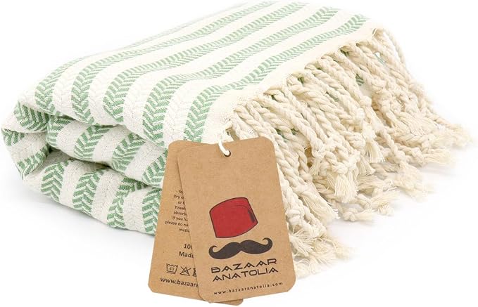 Bazaar Anatolia Turkish Beach Towel – 100% Cotton, Quick Dry, Sand Free Striped - Image 6
