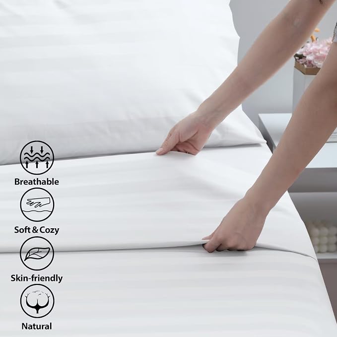2-Pack Cotton Full Flat Sheet Only, 600 Thread Count 100% Egyptian Cotton Top - Image 3