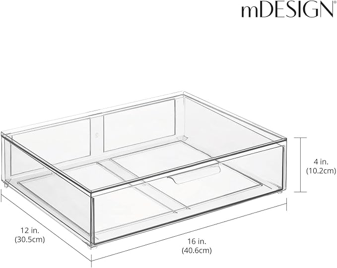 mDesign Wide Plastic Stackable Bathroom Storage Organizer Bin - Image 2