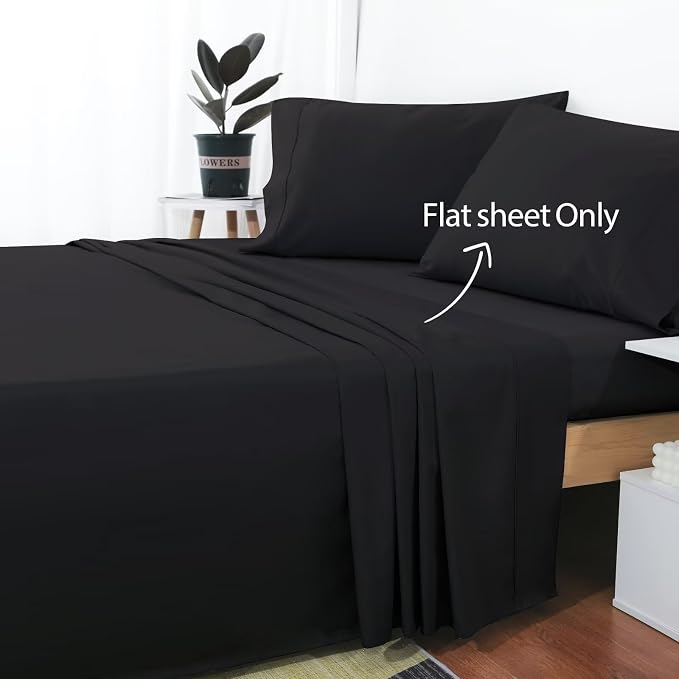 2-Pack Cotton King Flat Sheet Only, 600 Thread Count 100% Egyptian Cotton Top - Image 2