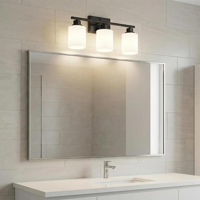 Unicozin 3-Light Bathroom Light Fixtures, Modern Black Vanity Light Over Mirror - Image 7
