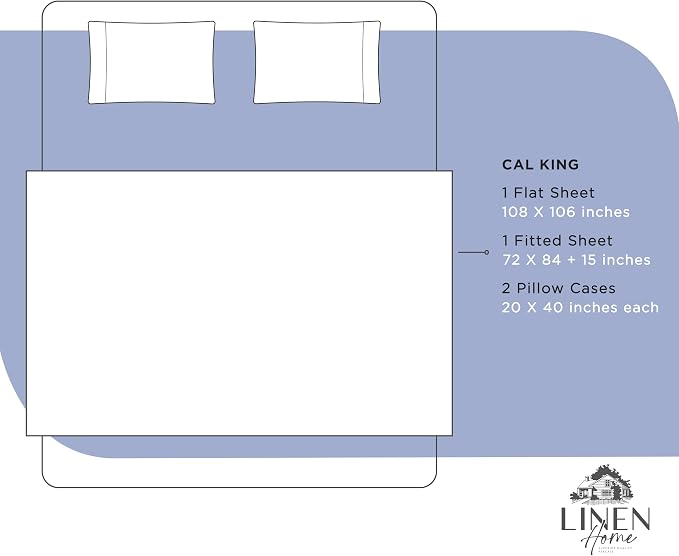 Linen Home 100% Cotton Percale Sheets California King Size, Dark Blue, Deep - Image 6