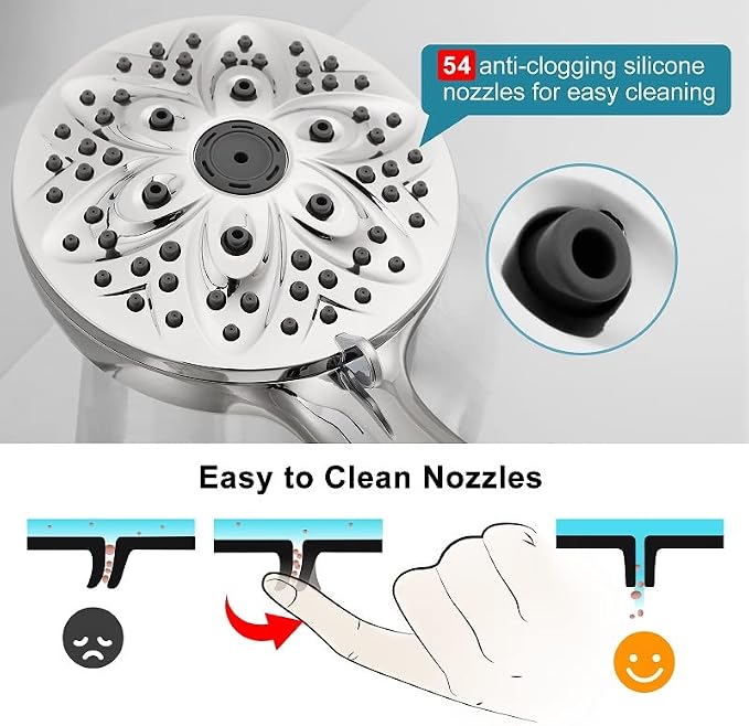 6-Setting Shower Head with Handheld, JDO High Pressure Hand held Shower Head - Image 6