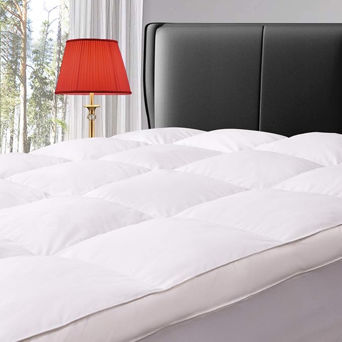 ELEMUSE Full Size Extra Thick Fusion Goose Down Feather Filled Mattress Topper by ELEMUSE