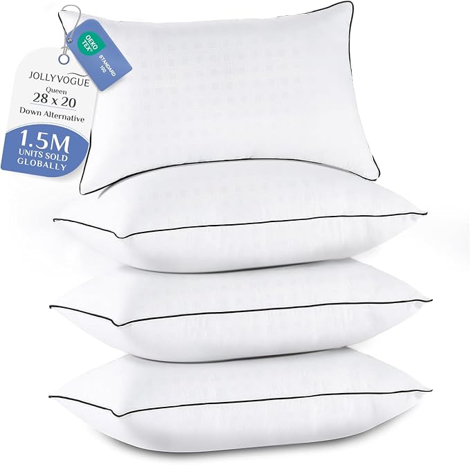 JOLLYVOGUE Pillows Queen Size Set of 4, Collection Bed Pillows by JOLLYVOGUE