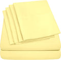 6 Piece Bed Sheet Set, Pale Yellow by SweetHomeCollection
