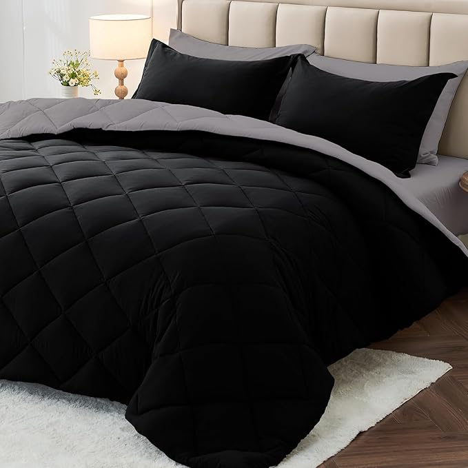 MUXHOMO 7 Pieces Queen Comforter Set, Reversible Bed in a Bag Queen Size by MUXHOMO