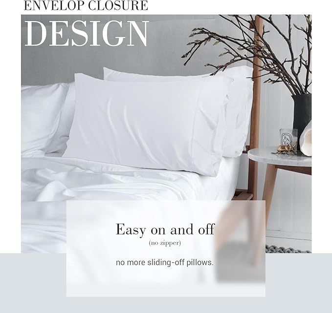 WishSmile Cooling Queen Pillowcases Set of 2 Breathable Cool Silky Soft Rayon - Image 3