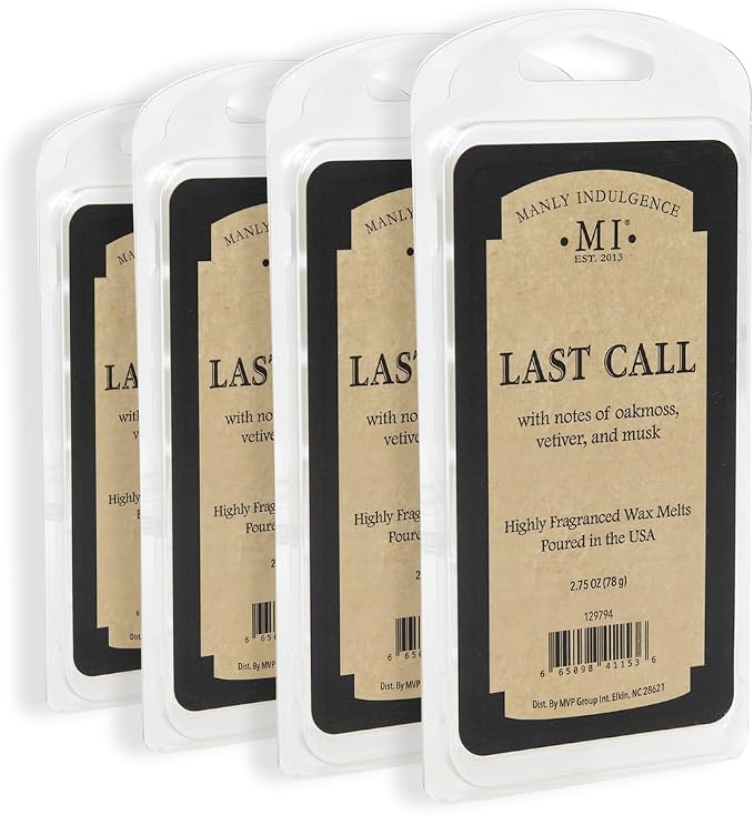 Manly Indulgence Last Call Scented Wax Melts, Wax Melt Warmer Cubes, Long by ManlyIndulgence