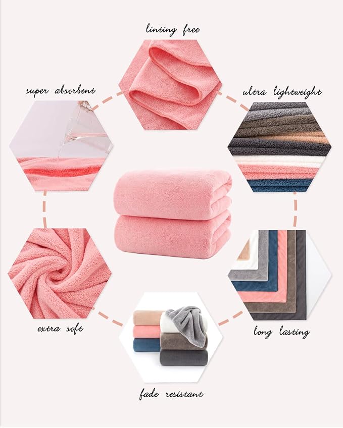 Lumimi Towels 2 Piece Soft Microfiber Bath Towel Set Salon Gym Yoga Travel - Image 4