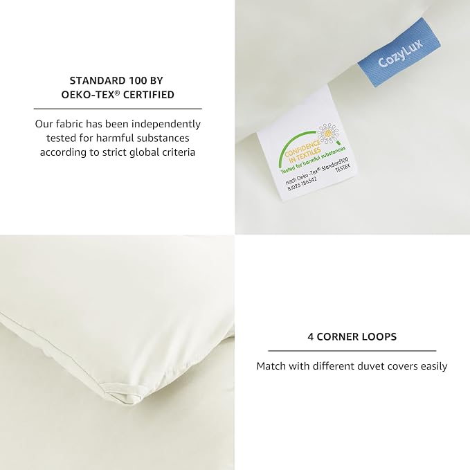 CozyLux King Size Comforter Set Ivory, 3 Pieces Solid Comforters King Size - Image 4