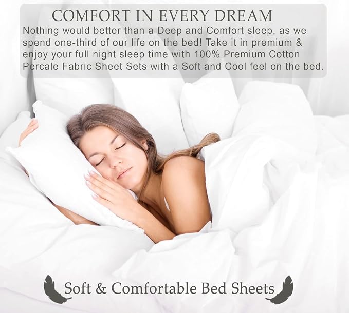 RUVANTI 100% Cotton Sheets – Full Size Percale Bedding, Cooling & Breathable - Image 3