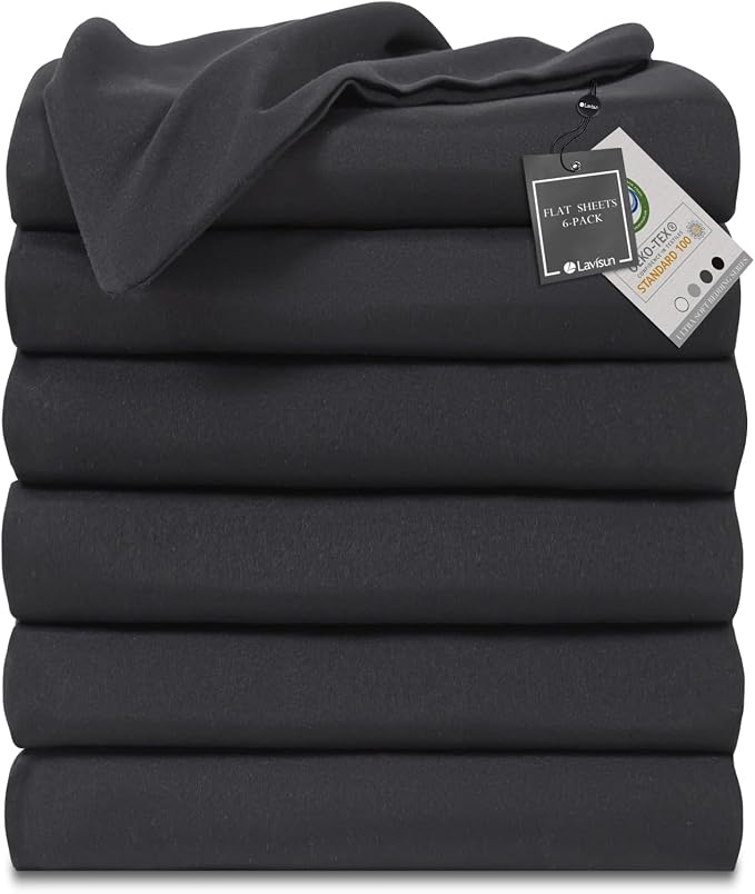 Lavisun Queen Flat Sheets 6 Pack, Soft & Breathable Bulk Sheets by Lavisun